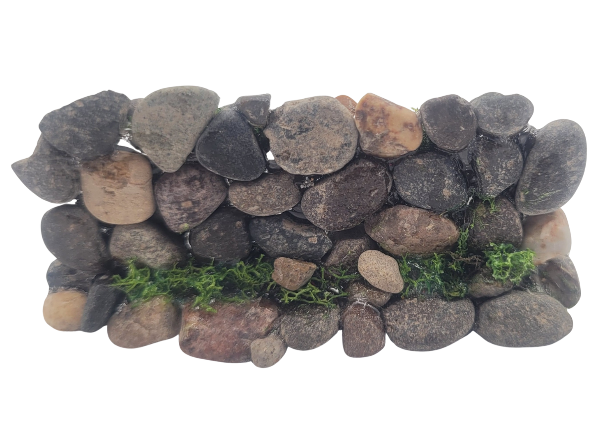 Pebble Stone Wall with Vegetation